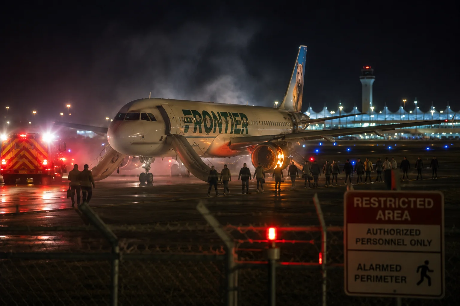 A Frontier Airlines flight was evacuated at Denver International Airport after striking a man who breached the airport perimeter during the aircraft’s takeoff roll.